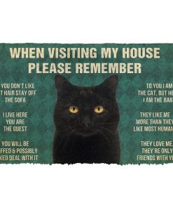 GearHuman 3D Please Remember Black Cat House Rules Doormat GR220147 Doormat Doormat S(15,8''x23,6'') 