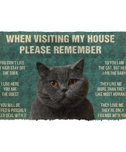 GearHuman 3D Please Remember British Shorthair Cat House Rules Doormat GR15012 Doormat Doormat S(15,8''x23,6'') 