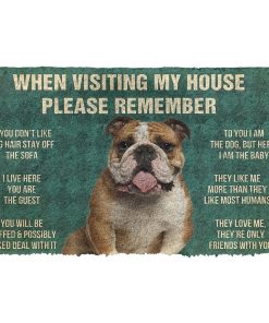 GearHuman 3D Please Remember Bulldog Dog's House Rules Doormat GR20013 Doormat Doormat S(15,8''x23,6'') 