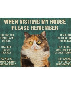GearHuman 3D Please Remember Calico Cat House Rules Doormat GR15011 Doormat Doormat S(15,8''x23,6'') 