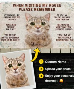 Gearhuman 3D Please Remember Cats House Rule Custom Photo Custom Name Doormat GW0107213 Doormat Custom Photo S(15,8 inch x 23,6 inch) 