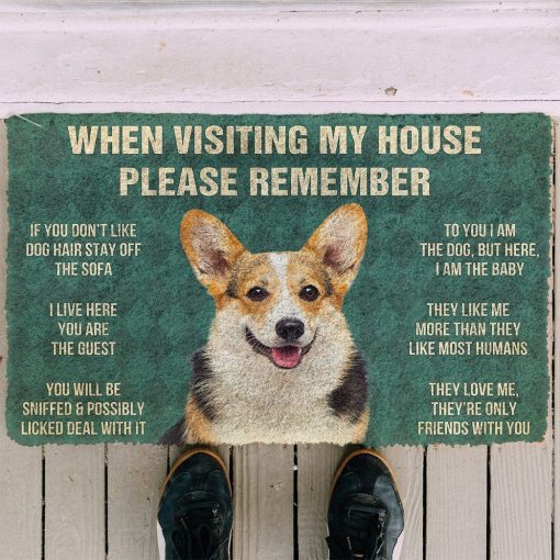 GearHuman 3D Please Remember Corgi Dog's House Rules Doormat GR20019 Doormat