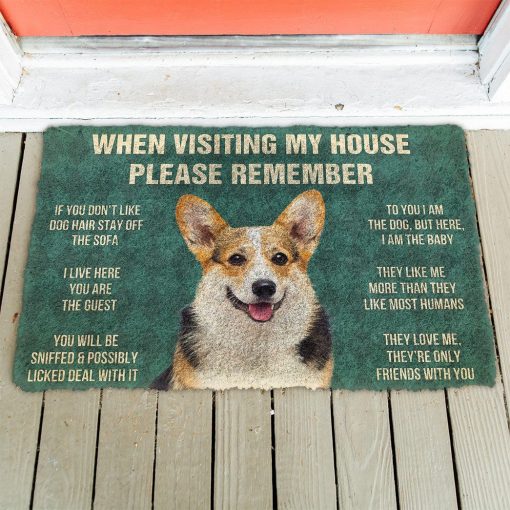 GearHuman 3D Please Remember Corgi Dog's House Rules Doormat GR20019 Doormat