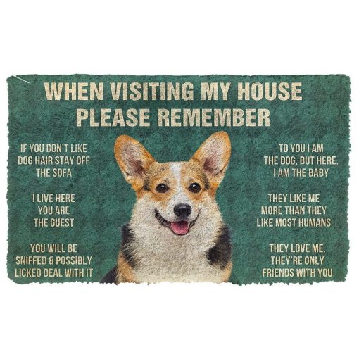 GearHuman 3D Please Remember Corgi Dog's House Rules Doormat GR20019 Doormat Doormat S(15,8''x23,6'')