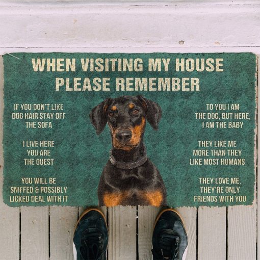 GearHuman 3D Please Remember Doberman Dog's House Rules Doormat GR20017 Doormat