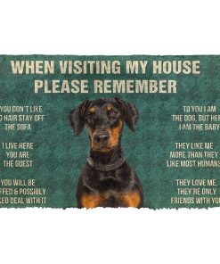 GearHuman 3D Please Remember Doberman Dog's House Rules Doormat GR20017 Doormat Doormat S(15,8''x23,6'') 