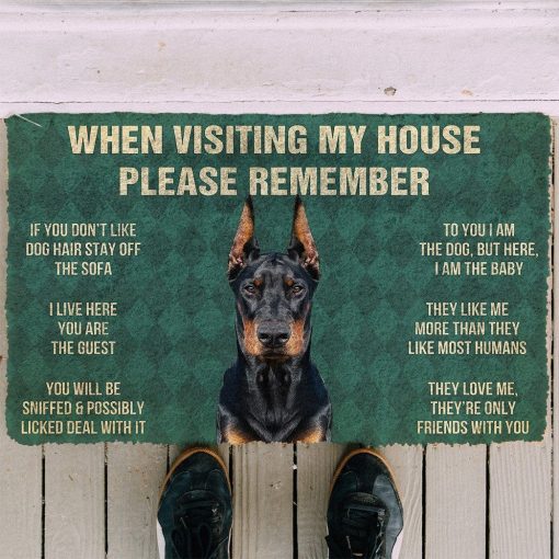 GearHuman 3D Please Remember Doberman Pinscher Dogs House Rules Doormat GV22018 Doormat