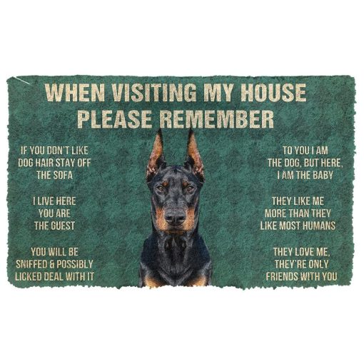 GearHuman 3D Please Remember Doberman Pinscher Dogs House Rules Doormat GV22018 Doormat Doormat S(15,8''x23,6'')
