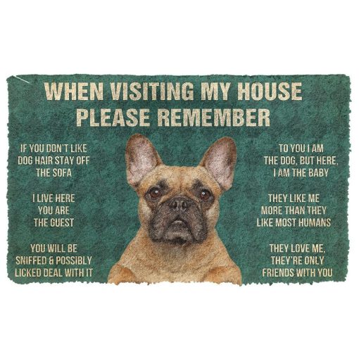 GearHuman 3D Please Remember French Bulldog Dog's House Rules Doormat GR20016 Doormat Doormat S(15,8''x23,6'')