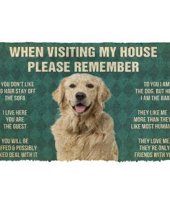 GearHuman 3D Please Remember Golden Retriever Dog's House Rules Doormat GW220131 Doormat Doormat S(15,8''x23,6'') 