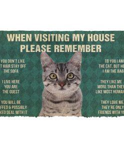 GearHuman 3D Please Remember Gray Tabby Cat House Rules Doormat GR15017 Doormat Doormat S(15,8''x23,6'') 