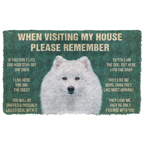 GearHuman 3D Please Remember Japanese Spitz Dogs House Rules Doormat GV250150 Doormat Doormat S(15,8''x23,6'')