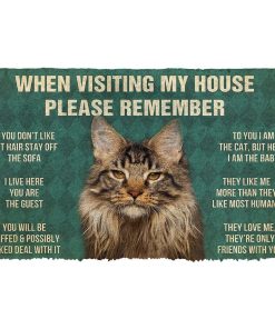 GearHuman 3D Please Remember Maine Coon Cat House Rules Doormat GR220149 Doormat Doormat S(15,8''x23,6'')