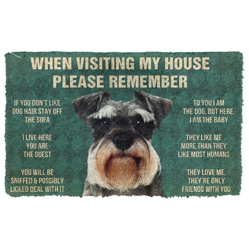 GearHuman 3D Please Remember Miniature Schnauzer Dogs House Rules Doormat GV250126 Doormat Doormat S(15,8''x23,6'')