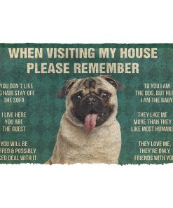 GearHuman 3D Please Remember Pug Dog's House Rules Doormat GR20011 Doormat Doormat S(15,8''x23,6'')