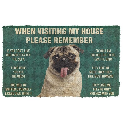 GearHuman 3D Please Remember Pug Dog's House Rules Doormat GR20011 Doormat Doormat S(15,8''x23,6'')