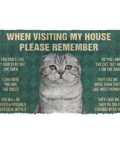 GearHuman 3D Please Remember Scottish Fold Cats House Rules Doormat GV260110 Doormat Doormat S(15,8''x23,6'')