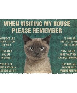 GearHuman 3D Please Remember Siamese Cat House Rules Doormat GR15013 Doormat Doormat S(15,8''x23,6'') 