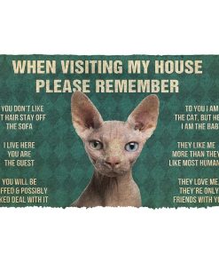 GearHuman 3D Please Remember Sphynx Cat House Rules Doormat GR220151 Doormat Doormat S(15,8''x23,6'') 