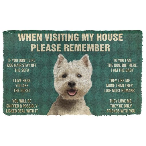 GearHuman 3D Please Remember White Terrier Dog's House Rules Doormat GR200111 Doormat Doormat S(15,8''x23,6'')