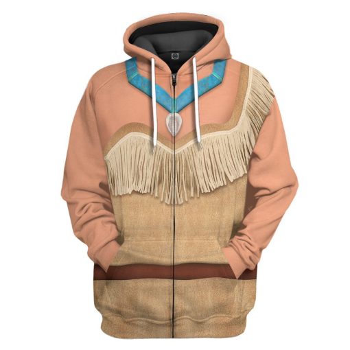 Gearhuman 3D Pocahontas Princess Custom Tshirt Hoodie Appreal CC24116 3D Apparel Zip Hoodie S