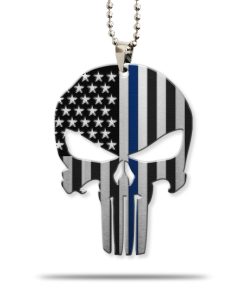Gearhuman 3D Police Blue Line American Skull Custom Car Hanging GW1706212 Car Hanging Car Hanging/1 Pack 