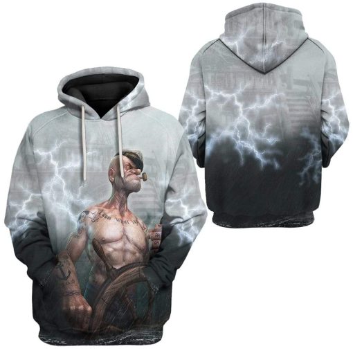 Gearhuman 3D Popeye Custom Hoodie Apparel GH21056 3D Custom Fleece Hoodies