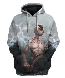 Gearhuman 3D Popeye Custom Hoodie Apparel GH21056 3D Custom Fleece Hoodies Hoodie S