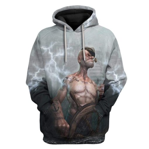 Gearhuman 3D Popeye Custom Hoodie Apparel GH21056 3D Custom Fleece Hoodies Hoodie S