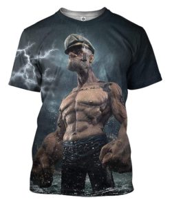 Gearhuman 3D Popeye Custom T-Shirts Hoodies Apparel MV-AT1302202 3D Custom Fleece Hoodies T-Shirt S 