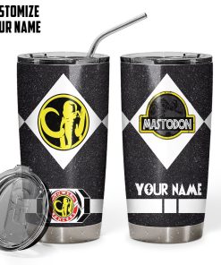 Gearhuman 3D Power Ranger Mastodon Black Custom Name Glitter Design Insulated Vacuum Tumbler GV19016 Glitter Tumbler 