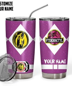 Gearhuman 3D Power Ranger Pterodactyl Pink Custom Name Glitter Design Insulated Vacuum Tumbler GV19019 Glitter Tumbler Glitter/Short 20Oz 