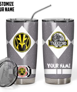 Gearhuman 3D Power Ranger TigerZord Custom Name Glitter Design Insulated Vacuum Tumbler GV19014 Glitter Tumbler Glitter/Short 20Oz 
