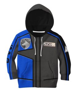 Gearhuman 3D Power Rangers SPD Blue Uniform Tshirt Hoodie Kids GB220220 Kid 3D Apparel Kid Hoodie XS