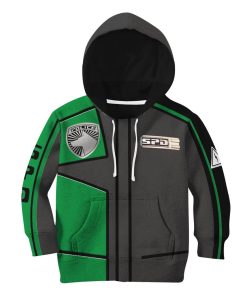 Gearhuman 3D Power Rangers SPD Green Uniform Tshirt Hoodie Kids GB220213 Kid 3D Apparel Kid Hoodie XS
