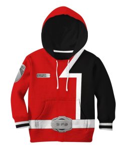 Gearhuman 3D Power Rangers SPD Red Tshirt Hoodie Apparel Kids GB22022 Kid 3D Apparel Kid Hoodie XS