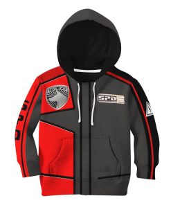 Gearhuman 3D Power Rangers SPD Red Uniform Tshirt Hoodie Kids GB220212 Kid 3D Apparel Kid Hoodie XS