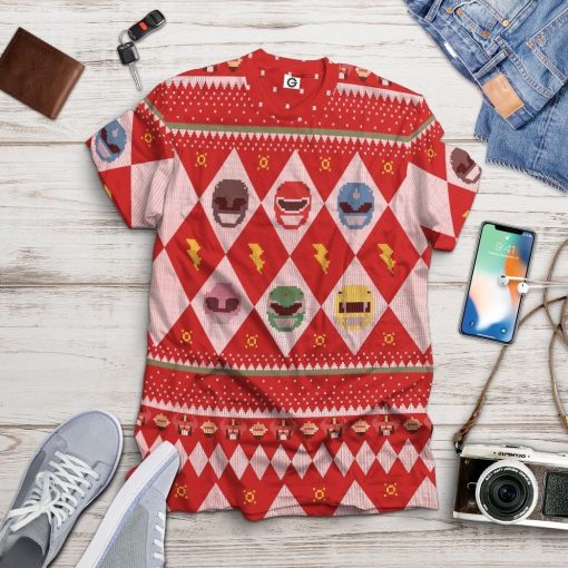 Gearhuman 3D Power Rangers Ugly Sweater Custom Tshirt Hoodie Apparel CW29101 3D Apparel