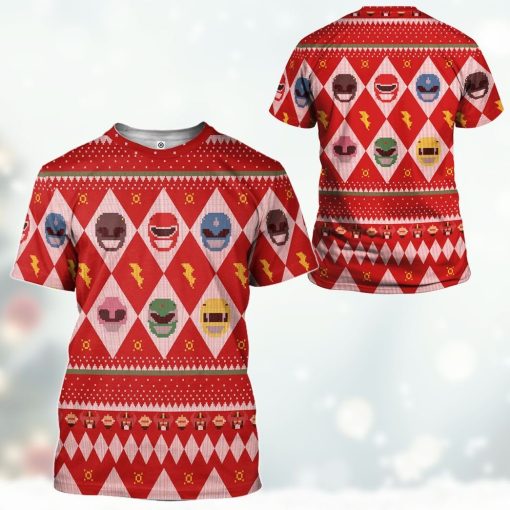 Gearhuman 3D Power Rangers Ugly Sweater Custom Tshirt Hoodie Apparel CW29101 3D Apparel