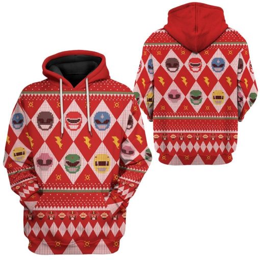 Gearhuman 3D Power Rangers Ugly Sweater Custom Tshirt Hoodie Apparel CW29101 3D Apparel