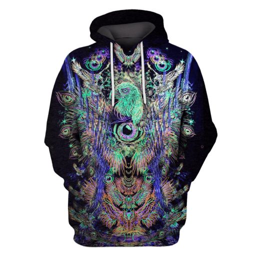Gearhuman 3d Psychedelic Owl Hoodies T-Shirt Apparel HP101126 3D Custom Fleece Hoodies Hoodie S
