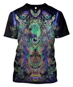 Gearhuman 3d Psychedelic Owl Hoodies T-Shirt Apparel HP101126 3D Custom Fleece Hoodies T-Shirt S