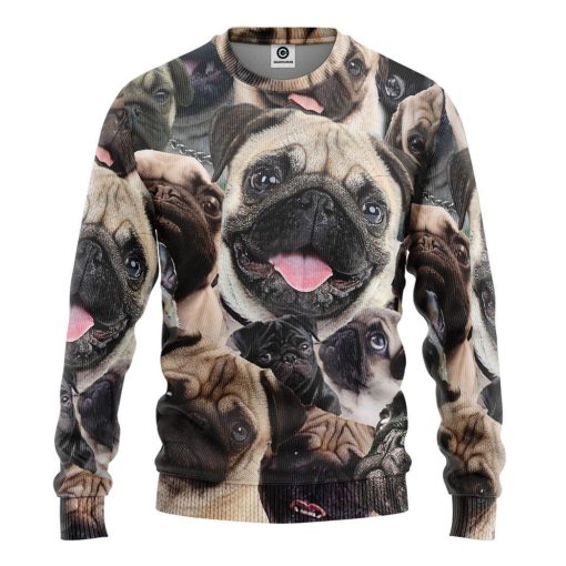 Gearhuman 3D Pug Face Tshirt Hoodie Apparel GK010211 3D Apparel