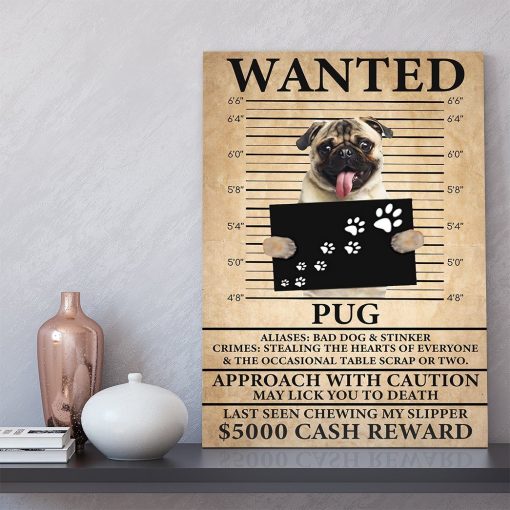 Gearhuman 3D Pug Wanted Canvas GK260122 Canvas