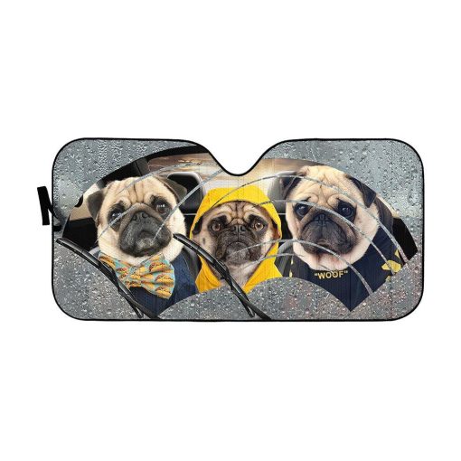 Gearhuman 3D Pugs 3 Custom Car Auto Sunshade GV31083 Auto Sunshade 57''x27.5''
