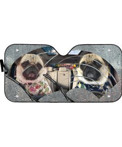 Gearhuman 3D Pugs Rain Custom Car Auto Sunshade GV31087 Auto Sunshade 57''x27.5'' 