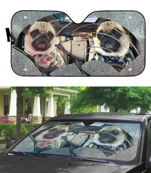 Gearhuman 3D Pugs Rain Custom Car Auto Sunshade GV31087 Auto Sunshade