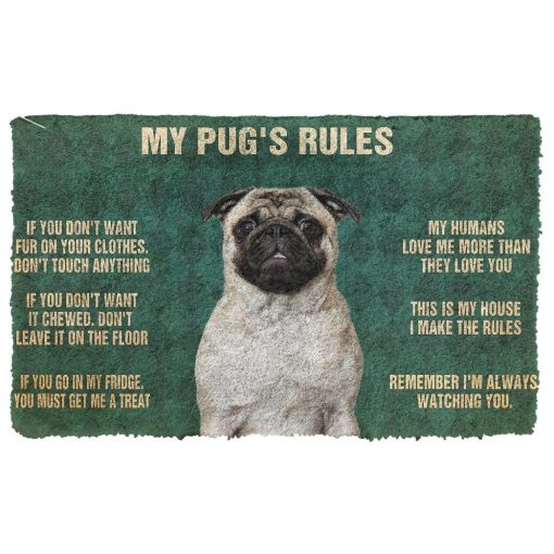 Gearhuman 3D Pug's Rules Doormat GK250130 Doormat Doormat S(15,8''x23,6'')