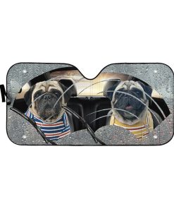 Gearhuman 3D Pugs Two Custom Car Auto Sunshade GV31084 Auto Sunshade 57''x27.5'' 