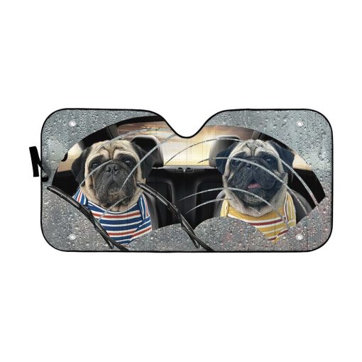 Gearhuman 3D Pugs Two Custom Car Auto Sunshade GV31084 Auto Sunshade 57''x27.5''